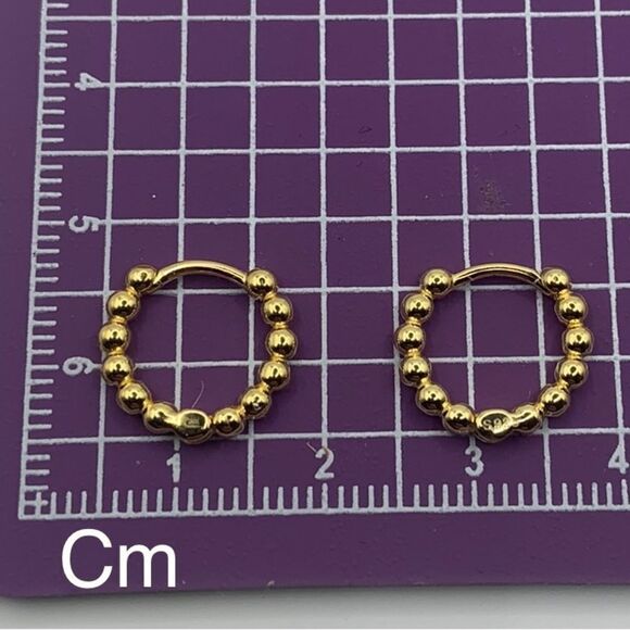 925 Sterling Silver Gold Huggies Earrings - Picture 8 of 8